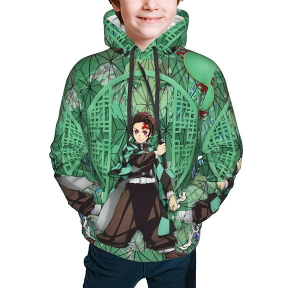 Demon Slayer Tanjiro Kamado Kids' Hoodie 3d Print Sweatshirt Soft Pullover Hooded With Big Pockets For Boys Or Girls Small