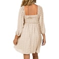 thumbnail image 3 of Women Long Sleeve Maternity Dress Square Neck Swiss Dot Casual Loose Short Dresses, 3 of 7