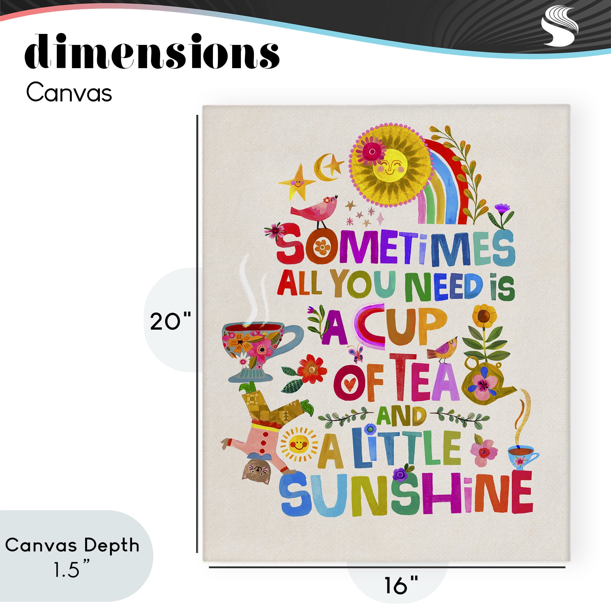 Stupell Industries Cup Of Tea & Sunshine Canvas Wall Art, design by Katherine Herrell Studio