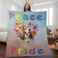 thumbnail image 2 of Peace Love Pride Basset Hound with Rainbow Sunglasses LGBT LGBTQ+ Quilt Blanket Bassets Dog Breed Lovers Gifts Idea Cozy Comforter Throw Blanket - 01004, 2 of 5