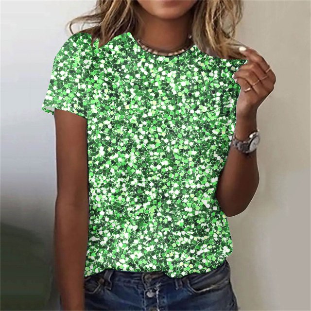 Hauts à Manches Courtes Imprimés Décontractés pour Femmes Col Rond Légers Printemps Été Usage Quotidien Blouse de Fête Travail S m L TG TTG