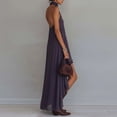 thumbnail image 2 of Morttic Women's Elegant Embroidered Sleeveless Halter Sexy Backless Ruffle Hem Maxi Dress Boho Summer Beach Vacation Gown Purple，S, 2 of 6