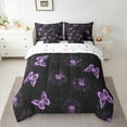 thumbnail image 2 of Manfei Romantic Purple Butterfly Bedding Comforter Set 7pcs, Retro Flower Floral Queen Bedding Sets, Teen Kid Child Adult Reversible Queen Sheet Sets, Luxury Bedroom Decor, 2 of 7