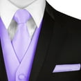thumbnail image 3 of Best Tuxedo Men's Solid Satin Polyester Formal Vest with Tie and Hankie Set, Lavender, 3 of 3