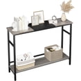 thumbnail image 2 of FOLDLIFE Console Table， Wooden Sofa Side Table Entryway Table ， Storage Shelves for Living Room, Black & Gray, 2 of 7