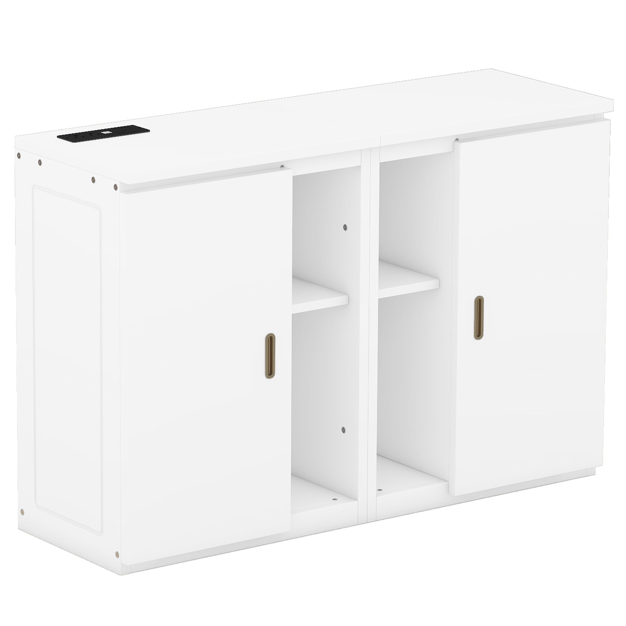 Euroco Wood Queen Size Murphy Bed with USB Charging Station, Convertible Floor Bed with Shelves for Kids Adult, White