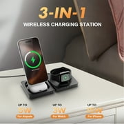 Wireless Charger for iPhone 17 16 15 14 13 12, Charging Station for Airpods 4 3 2, Watch Charger for iWatch Series, 3 in 1 Charging Pad