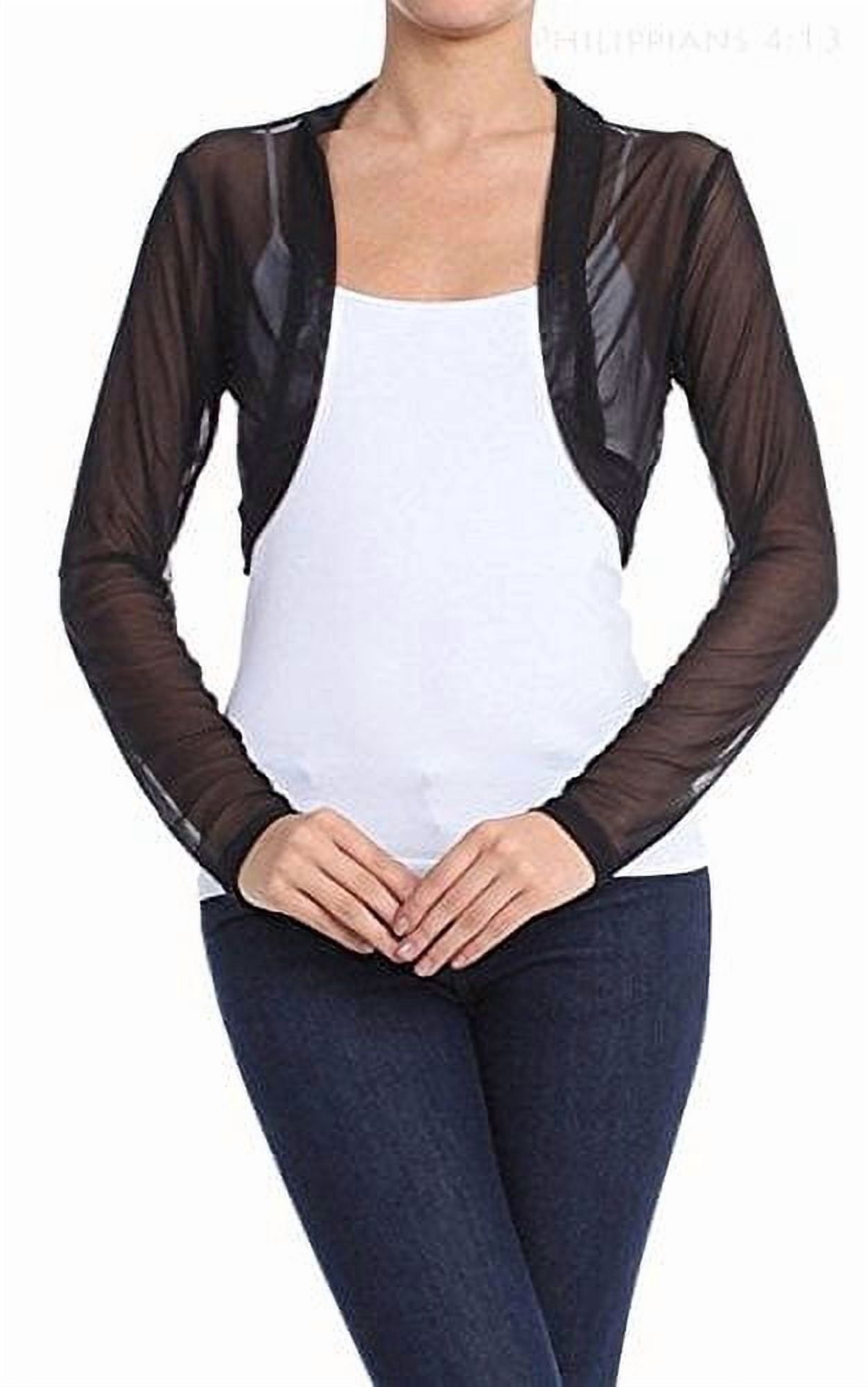 Cardigan Bolero Maniche Lunghe Donna | Senza Chiusura | Taglio Classico | Per Ufficio E Tempo Libero