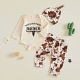 thumbnail image 2 of Gerichy Western Newborn Baby Boys Cowboy Outfit My First Rodeo Letter Romper Pants Set with Cap 3pcs Infant Boy Country Clothes 0-18 Months, 2 of 5