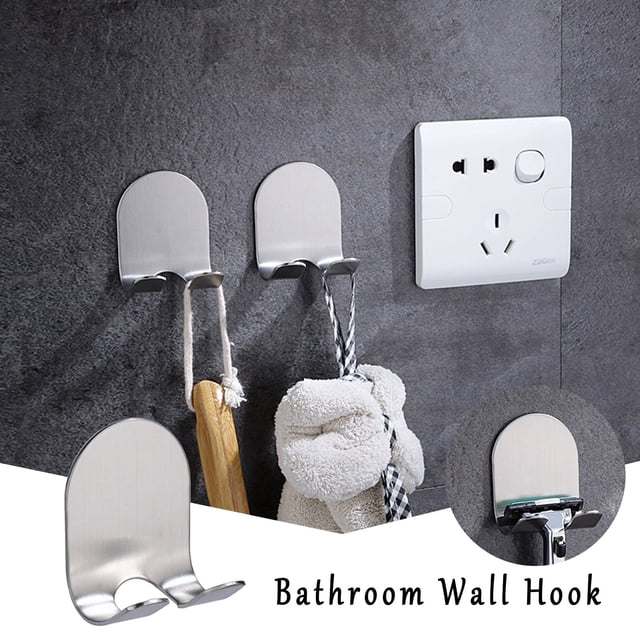 Fiudx Gancho de Pared para Ducha, Diseño Autoadhesivo de Acero, Resistente, para Afeitadora, Toalla, Bata, Esponja Vegetal, Agarre Firme, Sin Herramientas, Organizador de Baño, Fácil Instalación, Jue
