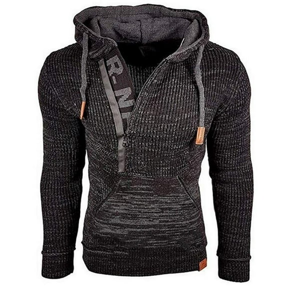 Tejiojio Winter Clearance Men's Fashion Fall Winter Sweater Loose Large Size Mixed Color Sweater Hooded Pullover Sweater