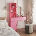 thumbnail image 2 of Pink Modern Simple Hair Desk,Multi-Layer Storage Space,Pink Mdf Furniture Bedroom Dressers Chests Wardrobes, 2 of 19