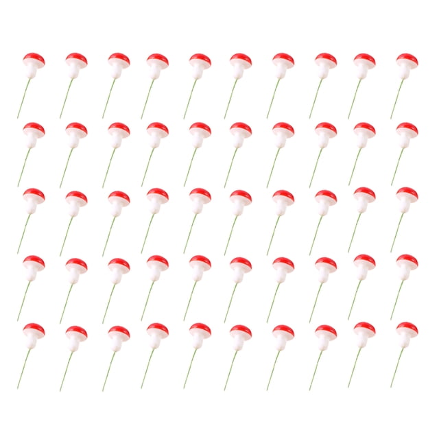 HEVIRGO 50Pcs Champignon Ornement Réaliste Festif Décoratif Délicieux Mini Champignon Miniature Rouge pour Fête