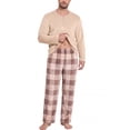 thumbnail image 2 of MINTREUS Mens Flannel Pajamas Set 2 Piece Long Sleeve Pjs Pijama Fleece Winter Henley Neck Lounge Sets Sleepwear with Pockets, 2 of 9