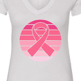 thumbnail image 4 of Inktastic Breast Cancer Pink Ribbon Retro Women's V-Neck T-Shirt, 4 of 5