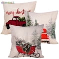 thumbnail image 2 of BadPiggies Set of 3 Christmas Throw Pillow Cases Cushion Covers, Vintage Red Truck Soft Cotton Linen For Home Xmas Party New Year Decorations, 2 of 9
