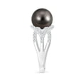 thumbnail image 3 of Angara Tahitian Cultured Pearl Criss-Cross Shank Ring in 14K White Gold for Women | June Birthstone Jewelry for Her, 3 of 8