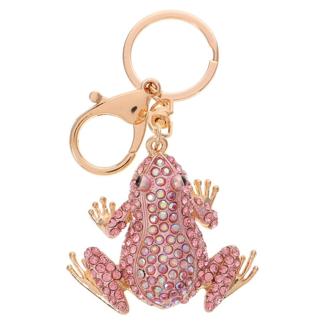 Llavero de rana con diamantes de imitación, adorable llavero de rana, lindo llavero, joyería de rana kawaii, llavero de rana para mujeres y niñas, llaves de coche, carteras, mochilas