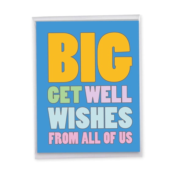NobleWorks Get Well Card - Big Get Well Wishes - 1 Large Card, 8.5x11 in - J2721GWG-US