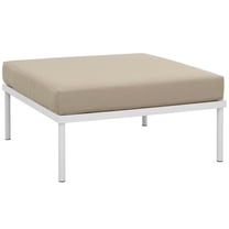Modway Harmony Outdoor Patio Aluminum Ottoman in White Beige