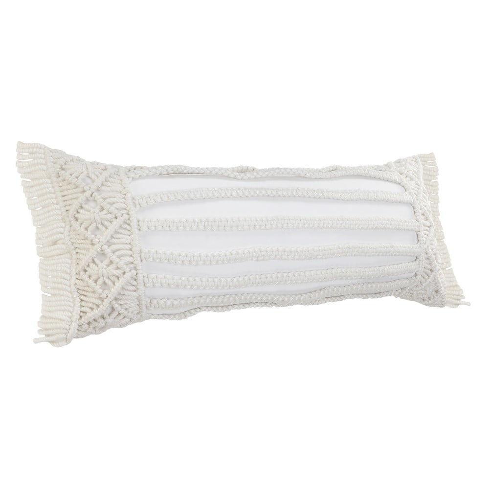 Ox Bay 14" x 36" Hand-Woven White Diamond Resistant Polyester Pillow Cover