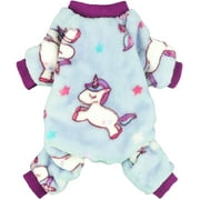Fitwarm Unicorn Pet Clothes for Dog Pajamas Coat Cat PJS Jumpsuit Soft Velvet Purple XS