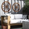 thumbnail image 4 of Bilot 30" Decorative Wooden Wheel (Set of 2), Vintage Old Western Style Wall Hanging Wood Wagon Wheel for Bar, Garage, Patio, Carbonized Solid Fir Wood, 4 of 8