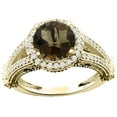 thumbnail image 1 of 14K Yellow Gold Natural Smoky Topaz Ring Round 8mm Diamond Accent, size 9.5, 1 of 4