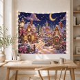 thumbnail image 5 of Snowy Christmas Village Under a Crescent Moon, Cozy Vintage Style for Festive Decor Lovers, Festive Wall Art, Christmas Gift, Tapestry Wall Hanging for Living Room and Entryway, 5 of 7