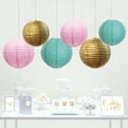 thumbnail image 4 of Pastel Hanging Paper Lanterns Kit, 6ct with Party Sign (Blush Pink, DIamond Blue, Gold), 4 of 4
