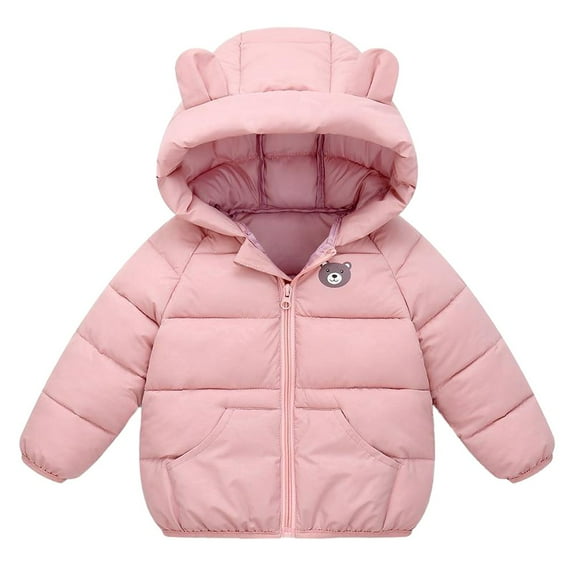 BULLPIANO Baby Girls Boys' Winter Jackets With Ears Hooded Lightweight Warm Coat Zipper Winter Snowsuit with Pockets, Size 2-3 Years