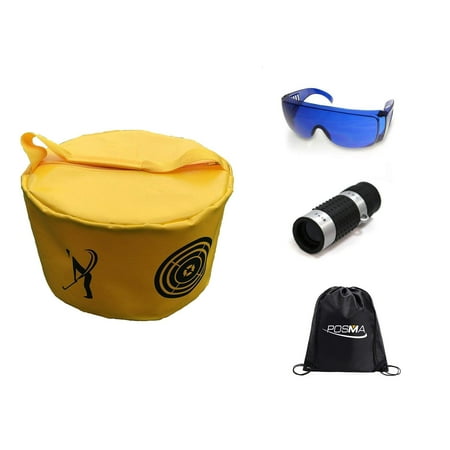 POSMA HB010M Durable Golf Hitting Bag Training Set with Golf Ball Finder Glasses + Range Finder + Cinch Sack