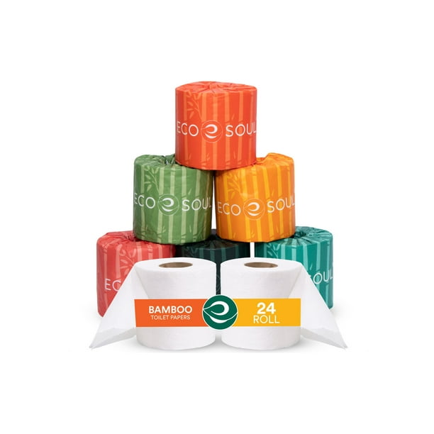 ECO SOUL 100 Compostable Bamboo Toilet Paper Set of 24 Rolls 3Ply