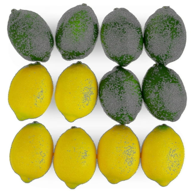 Large Artificial Lemons And Limes, Realistic Decorative Fake Prop Fruits - Set Of 12 - XC