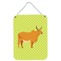 Carolines Treasures BB7651DS1216 Zebu Indicine Cow Green Wall or Door Hanging Prints
