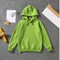 thumbnail image 5 of Girls Hoodies -Lined Drawstring Hooded Soild Color Print Boys Pullover Kids Sweatshirts with Pockets(160 10-12 Years,Green), 5 of 5