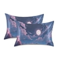 thumbnail image 2 of Haosy Satin Pillowcase for Hair and Skin Standard Cooling Silk Pillow Case with Envelope Closure Sky with Clouds and Full Moon 20"x30", 2 of 9