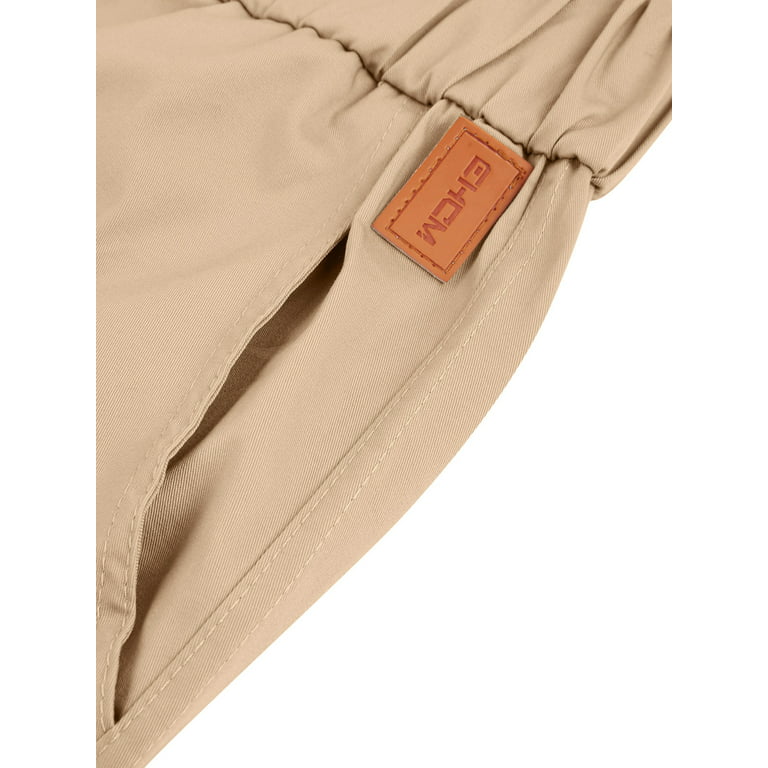 FOCUSNORM Men Cargo Trousers Multi Pockets Loose Drawstring Waist Long  Pants Plus Size