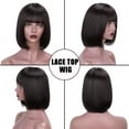 thumbnail image 3 of DOPI Fashion Women Short Straight Black Wig with Bangs, 12 Inches（Synthetic Wig）, 3 of 8