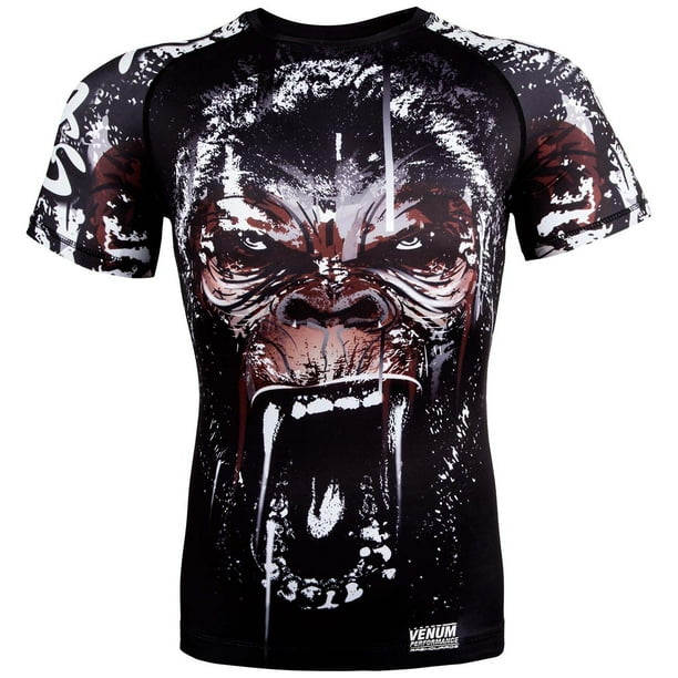 Venum Men S Gorilla Short Sleeve Rash Guard Mma Bjj Black Walmart Com Walmart Com