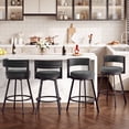 thumbnail image 4 of Zesthouse 26.6″ Swivel Bar Stools Set of 2, Linen Upholstered Counter Height Chairs with Barrel Back Metal Legs, Modern Barstools for Kitchen Island, Dark Gray, 4 of 11
