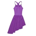 thumbnail image 3 of XUNZOO Girls Cutout Back High Low Lyrical Dance Dress Irregular Hem Ballroom Dance Dress Purple XL, 3 of 6