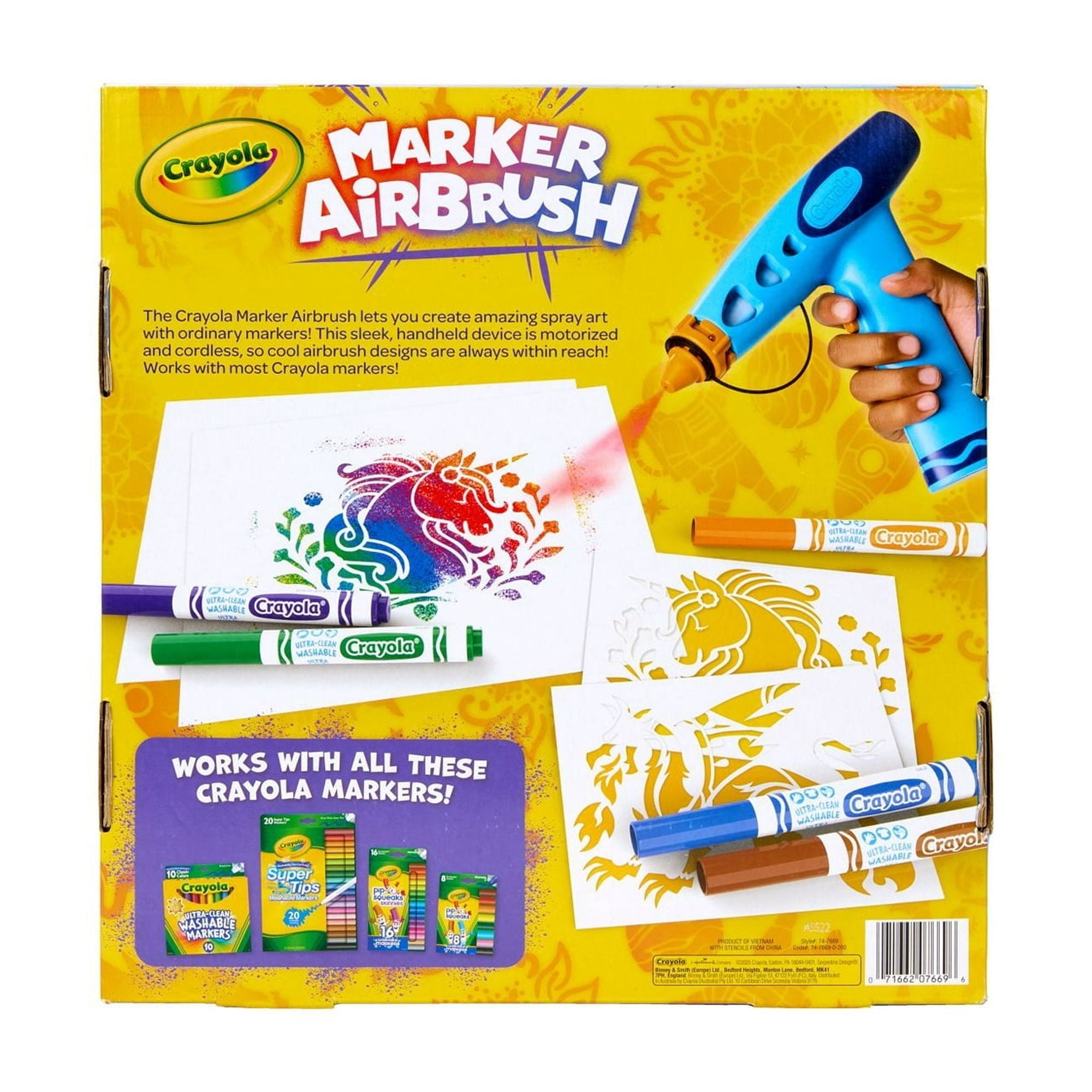 ( 2 Box ) Crayola Marker Airbrush Spray Art Kit, DIY Marker Art Set for Kids, School Supplies, Creative Toys, Gift for Boys & Girls, 6+