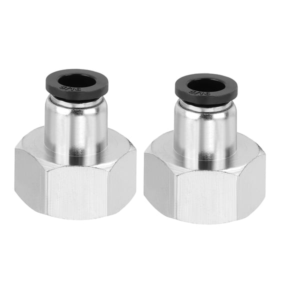 Uxcell 2 Pcs NPT Female 5/16 inch OD x 1/2" NPT Thread Push to Connect Fittings, Black
