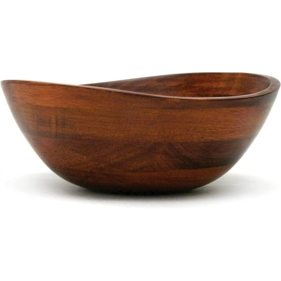 Cherry Finished Wavy Rim Beechwood Serving Bowl for Fruits or Salads, Matte, Small, 7.5" x 7.25" x 3", Single Bowl, 30.43Fl oz