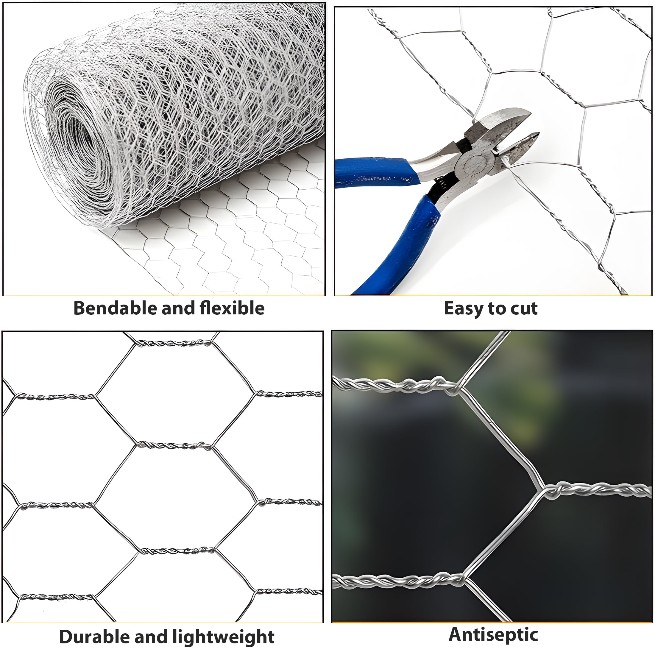 59" x 100' Galvanized Chicken Wire Mesh, 21 Gauge Hexagonal Poultry Netting, Rust-Resistant Metal Wire Fence for Garden Protection, Animal Barrier, Rabbit Enclosure, and Floral DIY Crafts