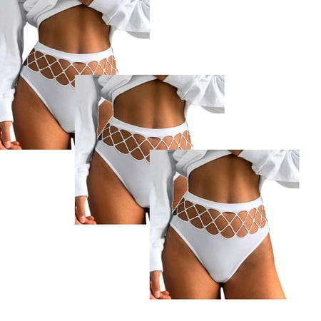 

Women Underwear Brief Hollow Out Lingerie Seamless Solid Color Panties 3PC