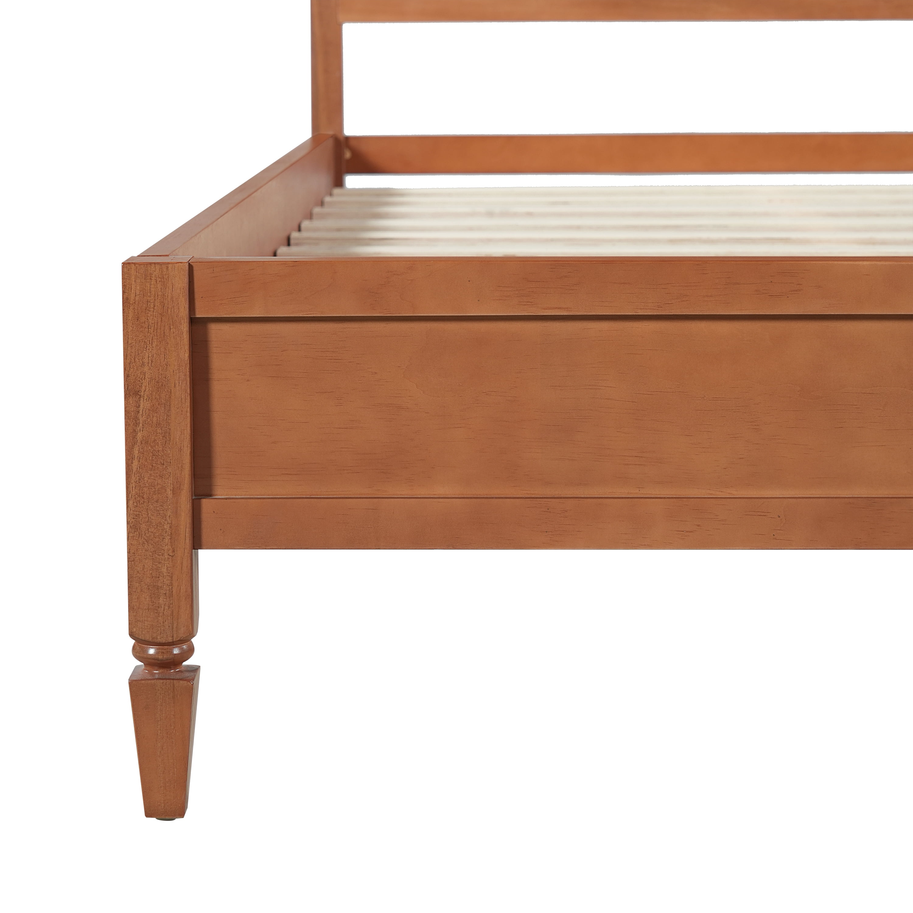 Euroco Wood Queen Size Platform Bed with Panel Headboard, No Box Spring Needed, Brown