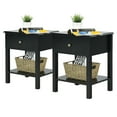 thumbnail image 1 of Costway 2 Pcs Table d'Extrémité Table de Nuit Rangement Présentation Tiroir Étagère Table de Chevet Noir, 1 of 9