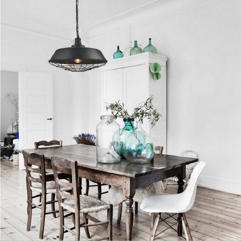 American Industrial Style Pendant Light Fixture, Vintage Farmhouse Metal Iron Hanging Lamp, Retro Pendant Lighting for Over Kitchen Island Sink Dining Room Table Bar Counter Entrance